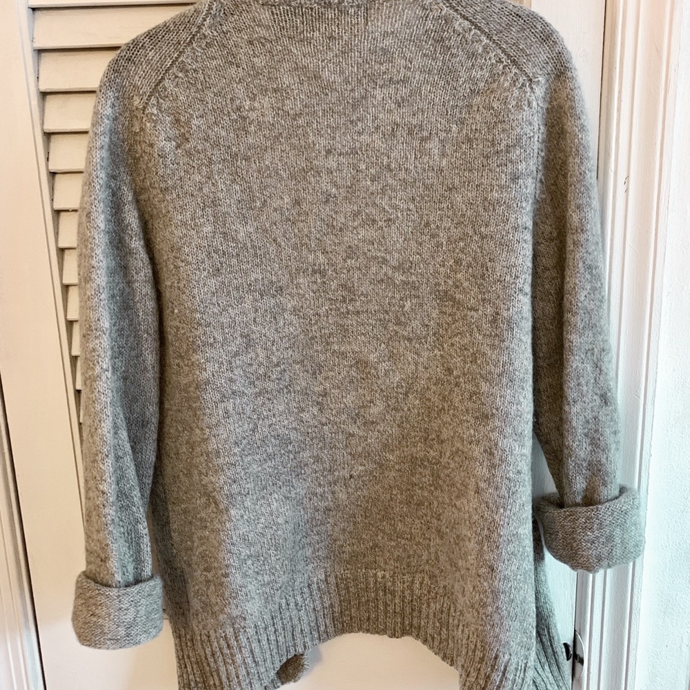 Oversized Vintage Grey Wool Cable Knit Cardigan Sweater | Cozy Grandpa Knit - Picture 4 of 6